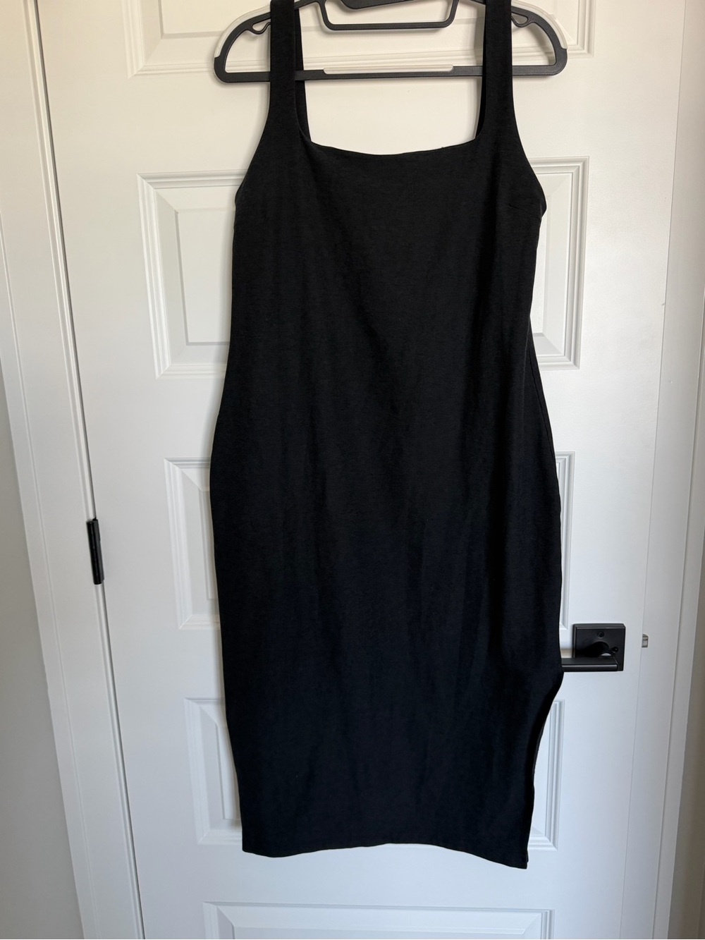 Beyond Yoga Black Midi Square-Neck Dress